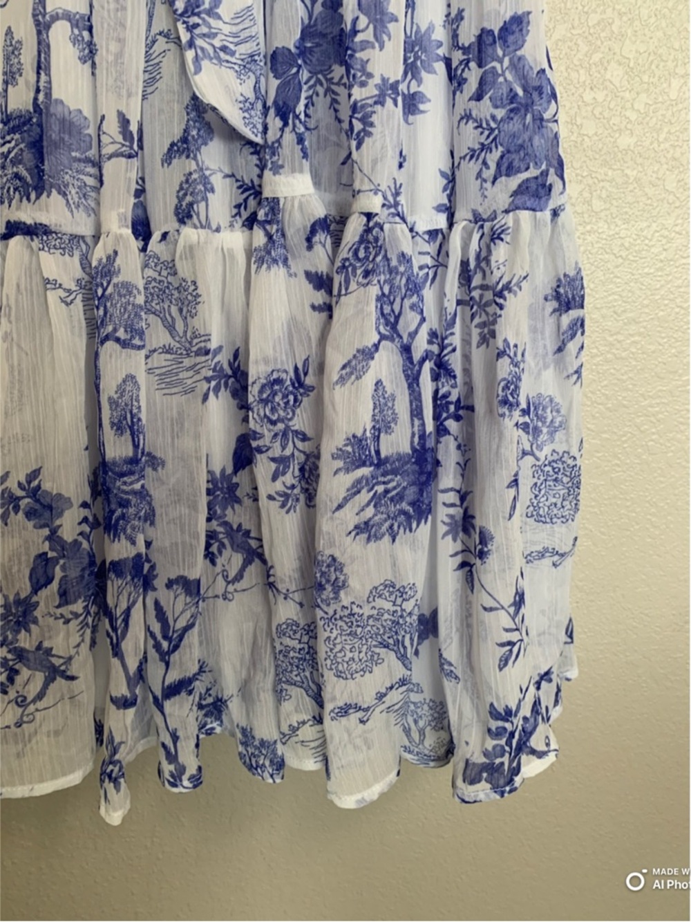 Lulus Small Float To You White & Blue Floral Print Halter Tiered Midi Dress NWT - Picture 7 of 17